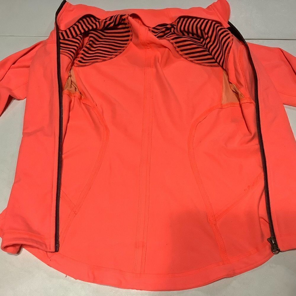 Women's Lululemon Forme Neon Full Zip Stripe Jacket Size 6 Orange Coral - Picture 3 of 9